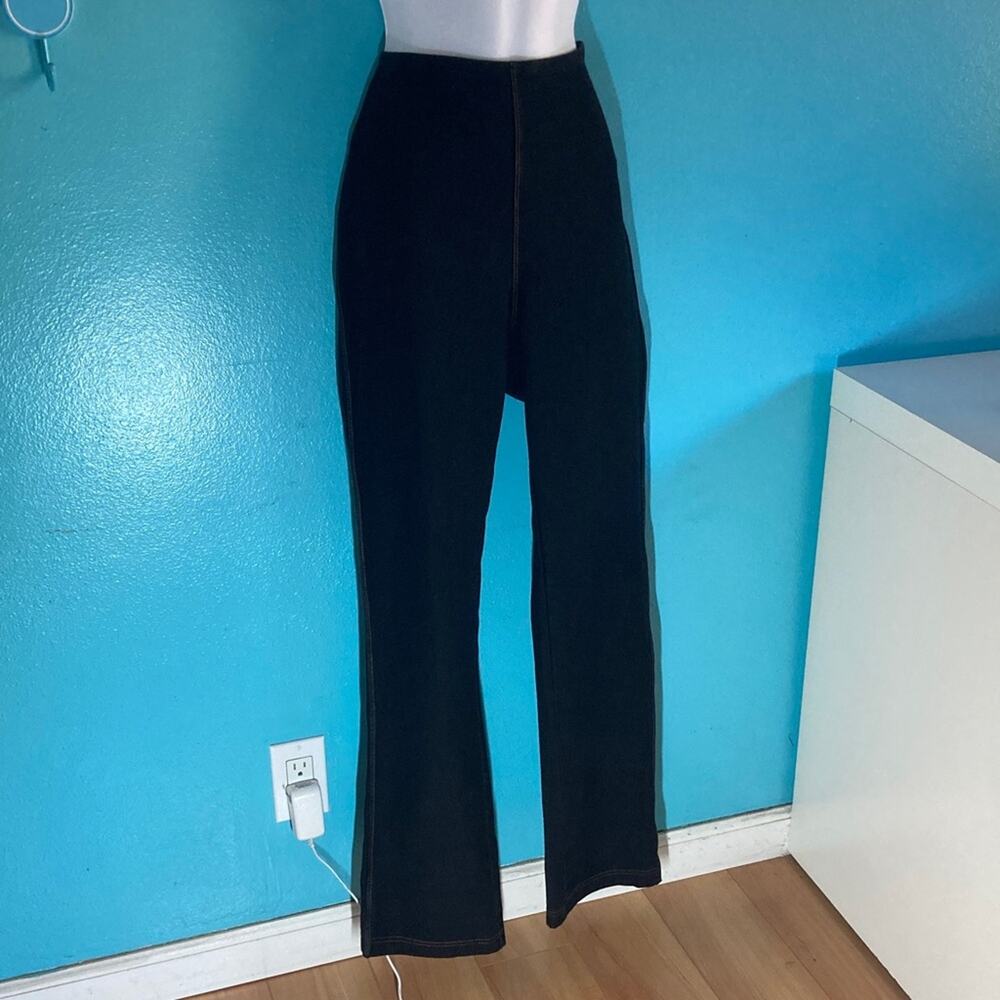 Lysse Womens Size L Black Pull On High Rise Pants Cotton Stretch Straight Leg